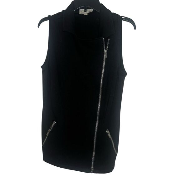 Elliott Lauren vest size 6 black Preppy Minimalist Zipper Collar - Picture 1 of 5